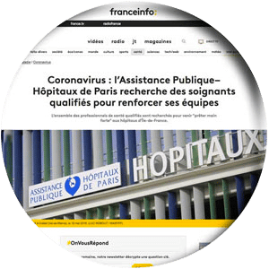 AP-HP la une de France Info - Appel aux volontaires soignants