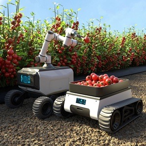 robot agricole en activité sur terrain extérieur
