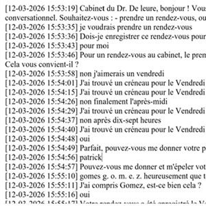 Transcription d'une conversation téléphonique guidée vers une prise de rendez-vous