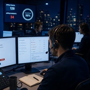 Centre d'appels de nuit assurant le filtrage des appels urgents