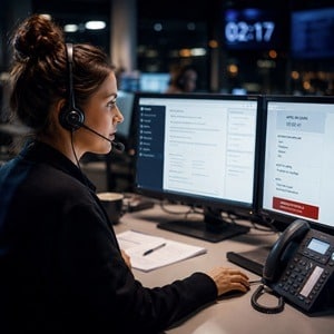 Téléopératrice qualifiant un appel nocturne avant déclenchement d'une astreinte